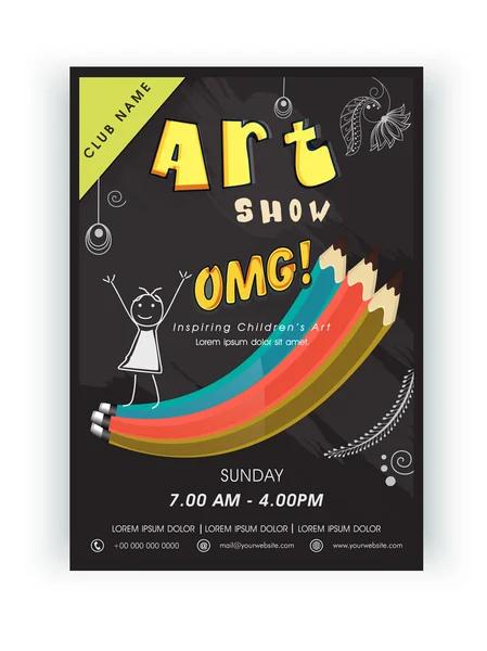 Template, brochure or flyer design for arts show. Royalty Free Stock Illustrations
