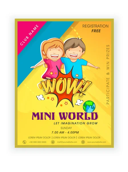 Template,  brochure or flyer design for mini world. Vector Graphics