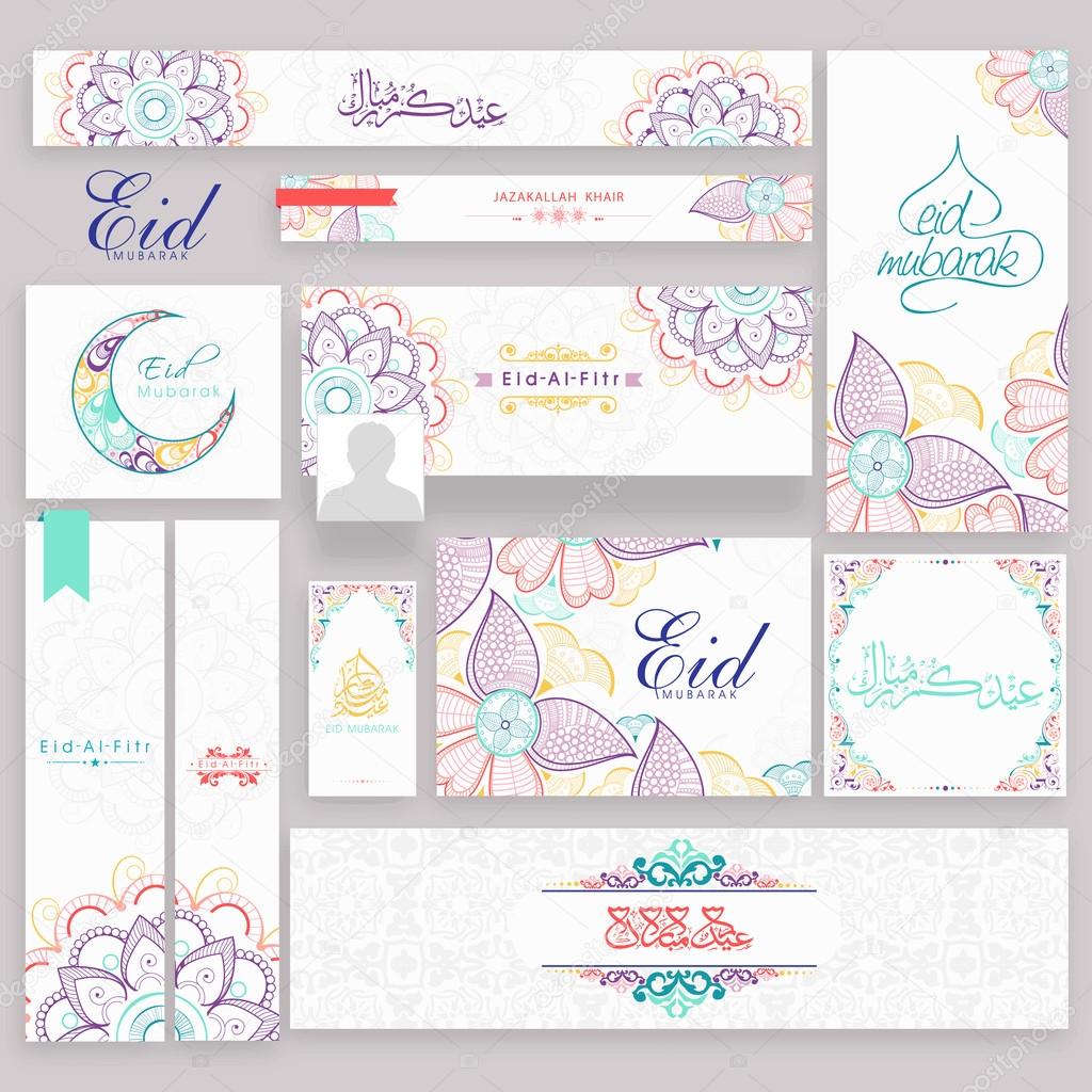 Floral social media post and header for Eid Mubarak celebration.