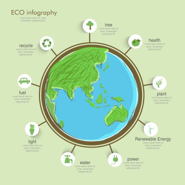 Küre ile ekoloji Infographic düzeni.