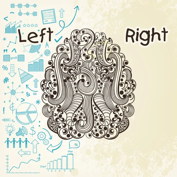 Infographic ανθρώπινο εγκέφαλο με το αριστερό και το δεξί ημισφαίριο. — Διανυσματικό Αρχείο
