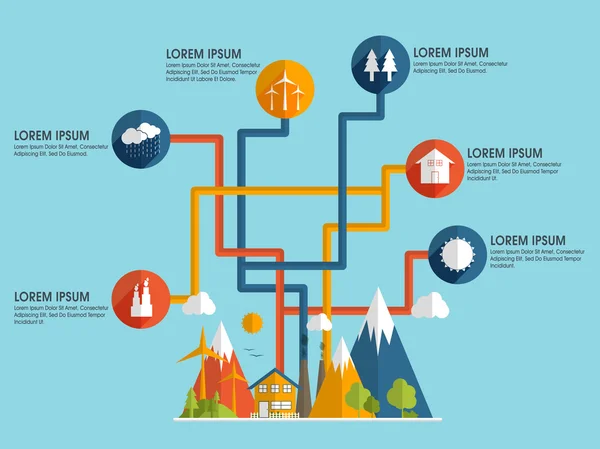 Guardar diseño de infografía ecológica . — Vector de stock