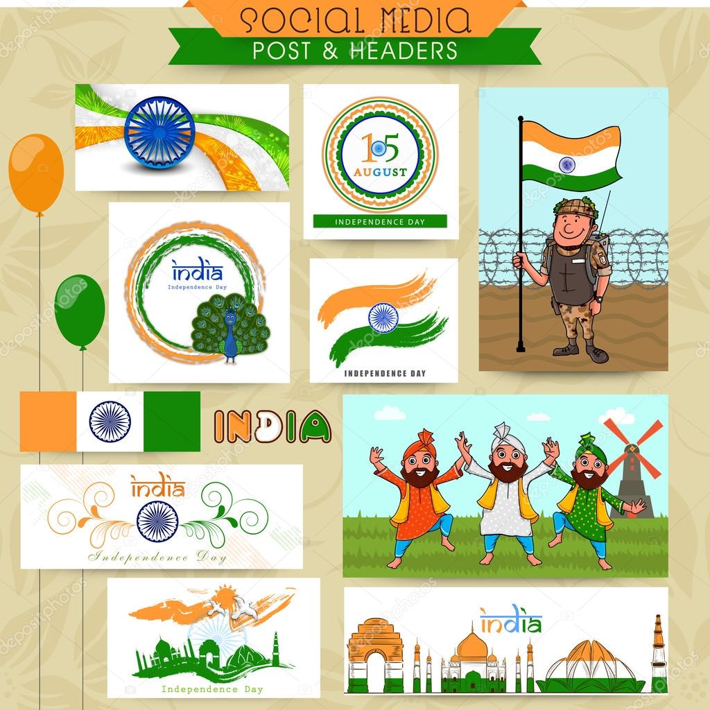 Social media header for Indian Independence Day celebration.