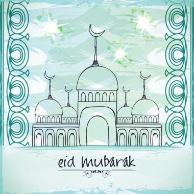 Islamic festival, Eid celebration with mosque.