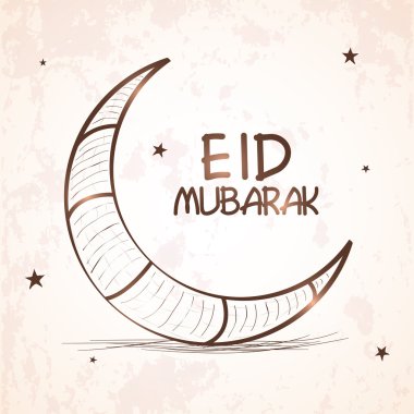 Greeting card with moon for Eid festival celebration.