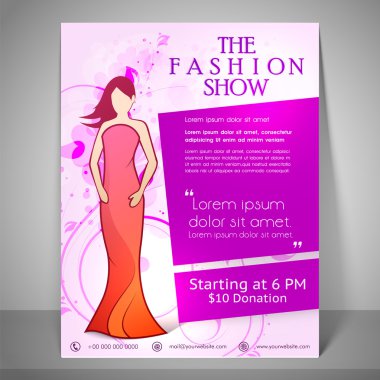 Stylish brochure, flyer and template for fashion show.