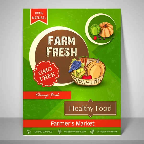 Flyer, template and brochure for farmer's market. — Stock vektor