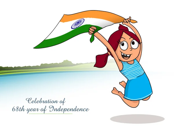 Jolie fille heureuse célébrant le jour de l'indépendance indienne . — Image vectorielle