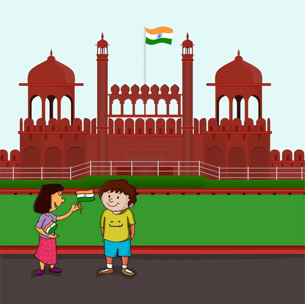 Cute kids celebration Indian Independence Day. — Stock vektor