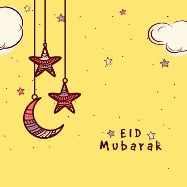 ay ve yıldız bayram kutlaması için tebrik kartı.