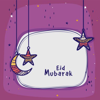 ay ve yıldız bayram kutlaması için tebrik kartı.