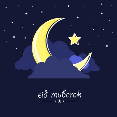 Golden moon for holy Islamic festival Eid celebration.