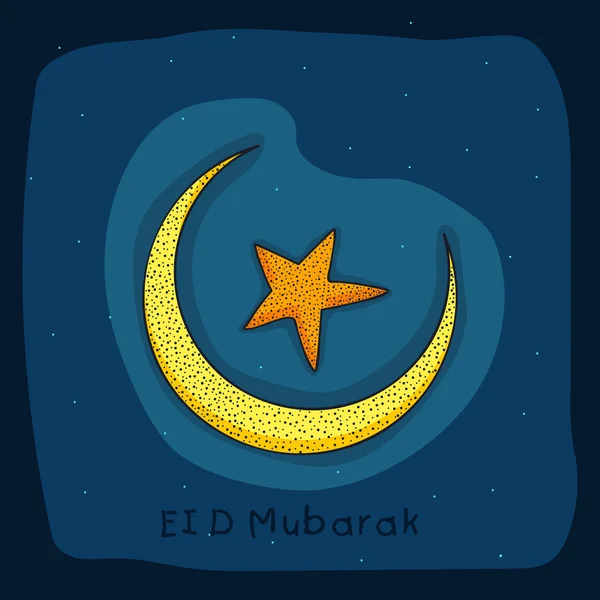 Carte de voeux avec lune et étoile pour la célébration de l'Aïd . — Image vectorielle