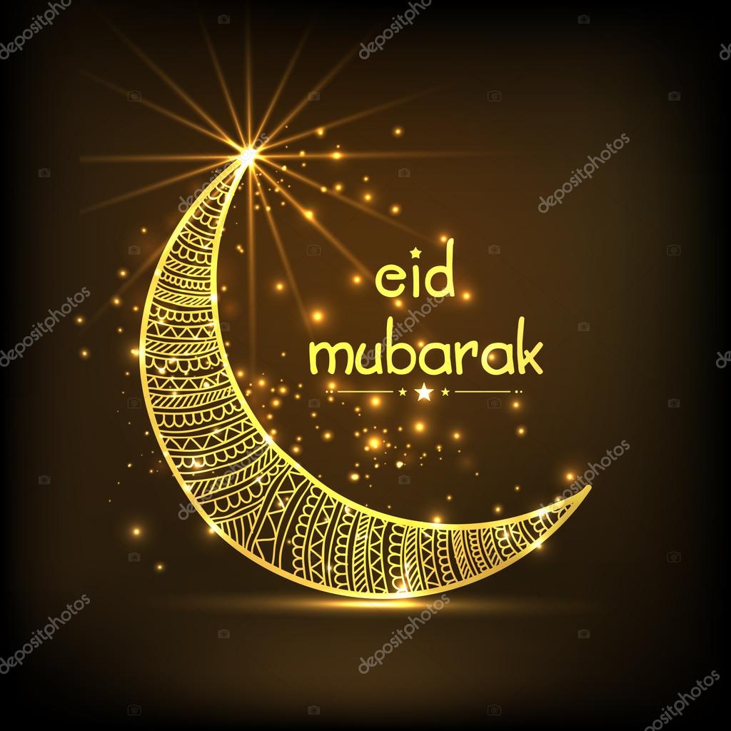 Eid Mubarak celebration with creative crescent moon. Stock Vector ...
