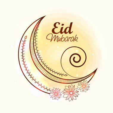 Shiny crescent moon for Eid festival celebration.