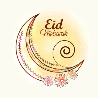 Shiny crescent moon for Eid festival celebration. clipart