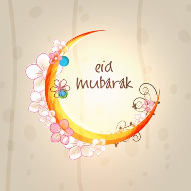 Creative moon with flowers for Eid Mubarak.