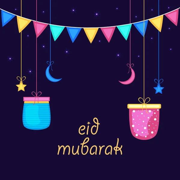Ευχετήρια κάρτα για το σχεδιασμό για eid γιορτή Φεστιβάλ. — Διανυσματικό Αρχείο