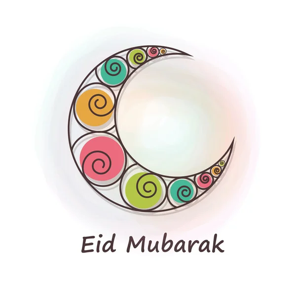 Eid Mubarak celebration with creative moon. — Stock Vector