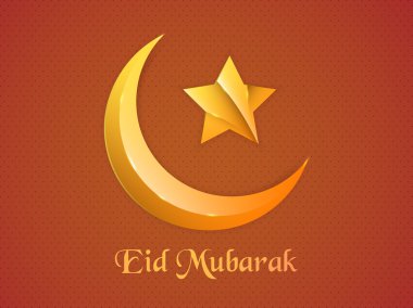 Eid Mubarak celebration with creative moon and star..