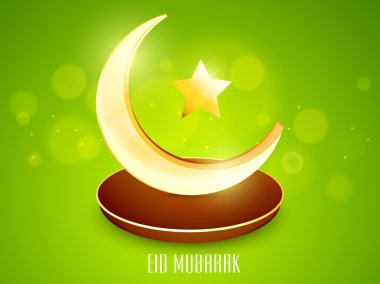 Golden moon and star for holy festival, Eid celebration.