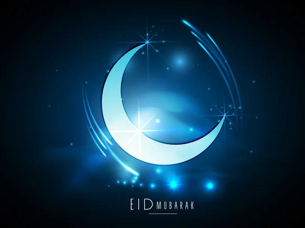 Eid Mubarak celebration with shiny moon. — Stock Vector