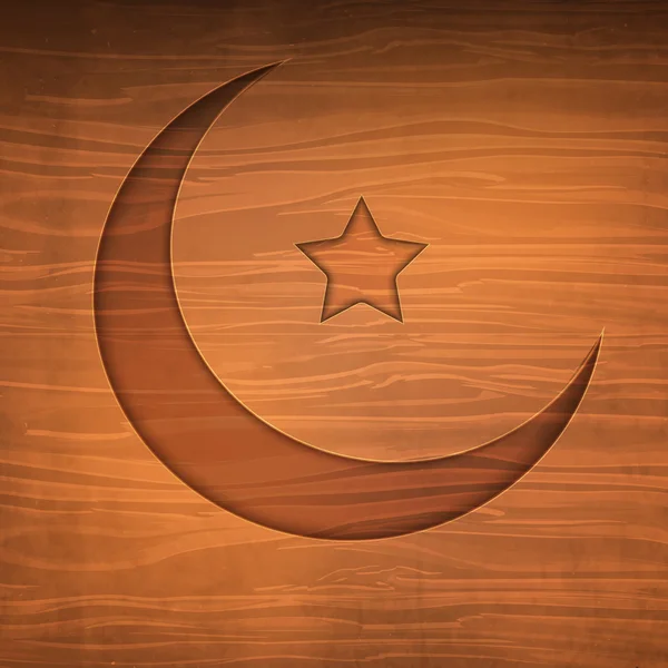 Glanzende wassende maan en ster op kleurrijke achtergrond voor islamitische gemeenschap festival, eid mubarak viering. — ストックベクタ