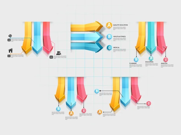Infografica aziendale con frecce 3D . — Vettoriale Stock