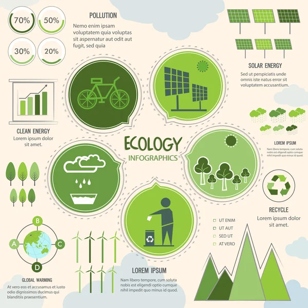 Δημιουργικά στοιχεία οικολογίας Infographic. — Διανυσματικό Αρχείο