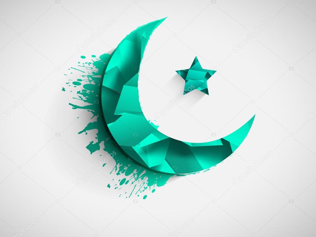 Creative moon and star for Eid Mubarak celebration.