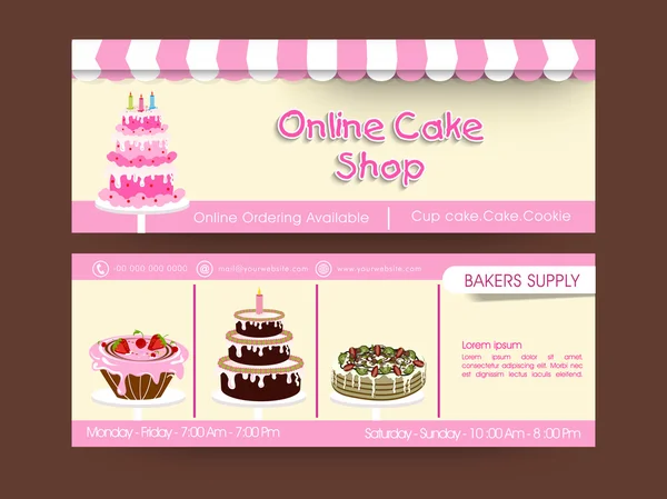 Koptekst webdesign voor cake shop. — Stockvector