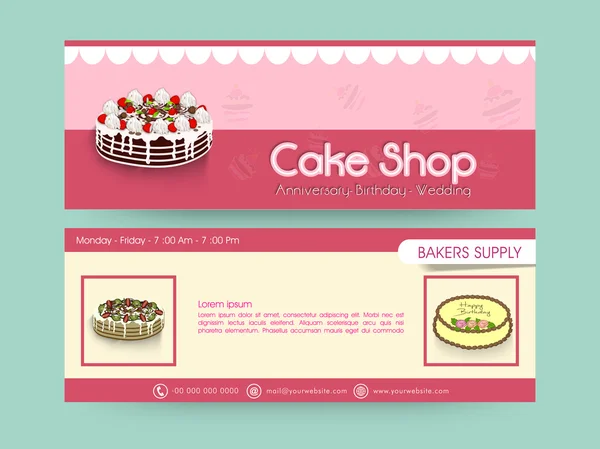 Koptekst webdesign voor cake shop. — Stockvector