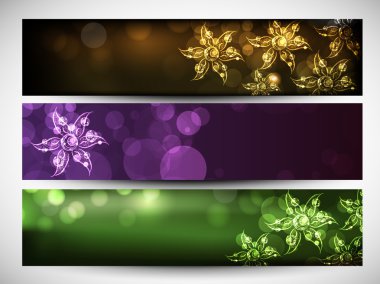 Çiçek decotated web üstbilgi veya afiş tasarımı.