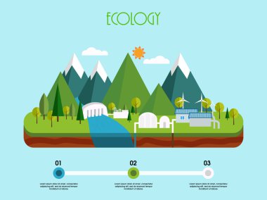 Ekoloji kavramı için Creative Infographic öğeleri.