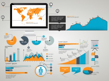 İş infographics öğeleri koleksiyonu.