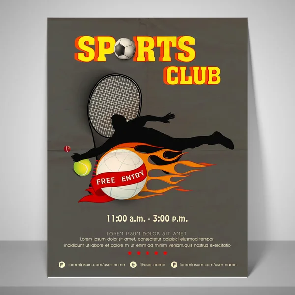 Flyer, banner en sjabloon voor sportclub. — Stockvector