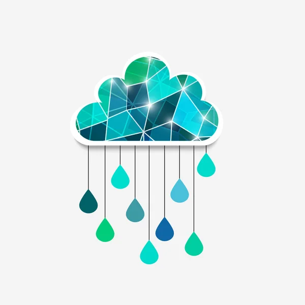 Δημιουργική σύννεφο με σταγόνα βροχής για μουσώνας. — Διανυσματικό Αρχείο