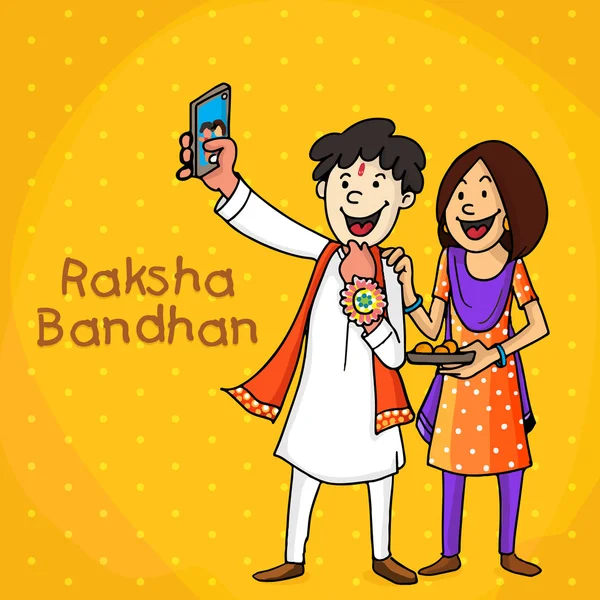 Brother and sister for Raksha Bandhan celebration. — Stock Vector