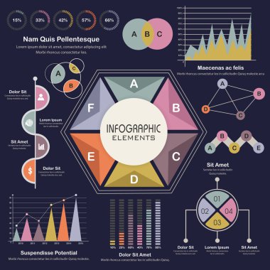 Set of various statistical business infographic elements.