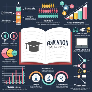 Set of colorful education infographic elements.