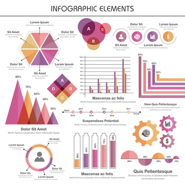 Set of various statistical business infographic elements. — Stock Vector