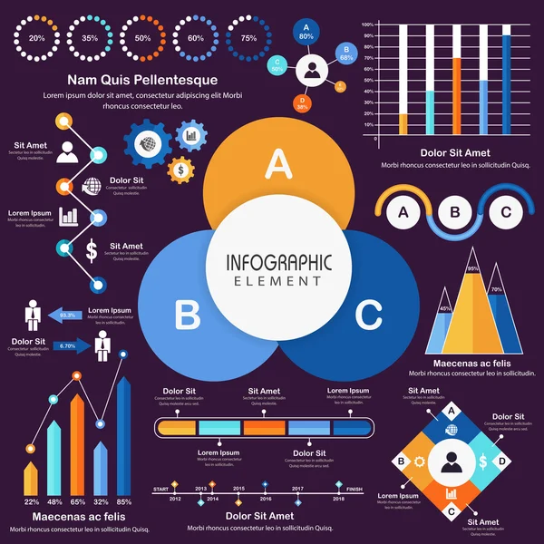 Big set of statistical infographic elements for business. — ストックベクタ