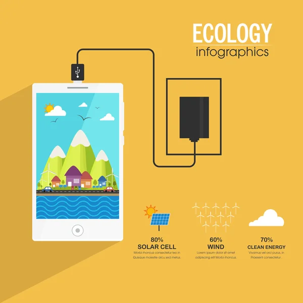 Modèle d'infographie écologique avec smartphone . — Image vectorielle