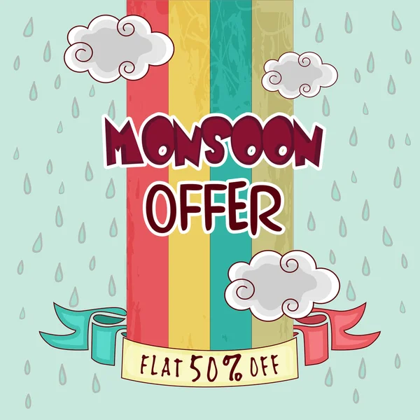 Diseño de póster o banner para la oferta de Monsoon . — Archivo Imágenes Vectoriales