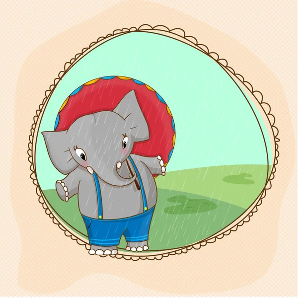 Éléphant mignon pour la mousson saison . — Image vectorielle