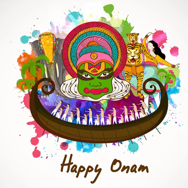 Concetto di celebrazione Happy Onam . — Vettoriale Stock