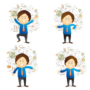 Creative businessman with various infographic elements.