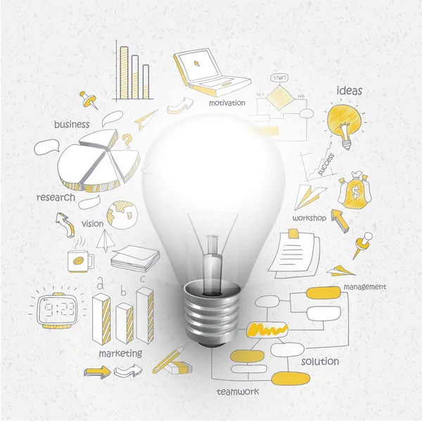 Idea creativa business layout infografico con lampadina . — Vettoriale Stock