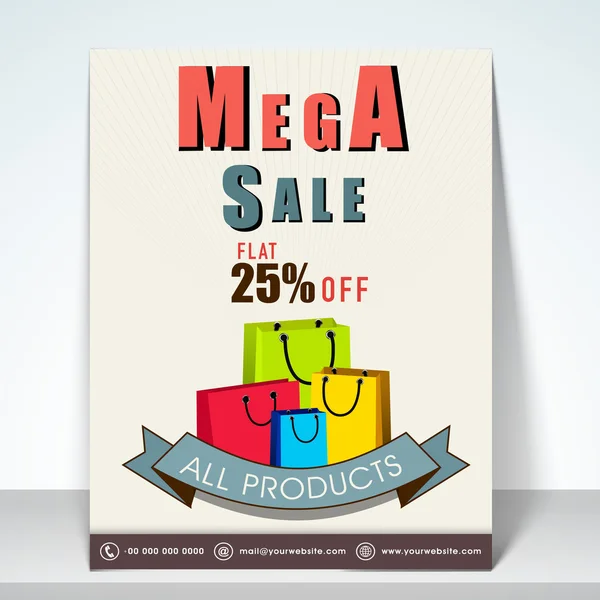 Concept of flyer for mega sale. — Stockvector