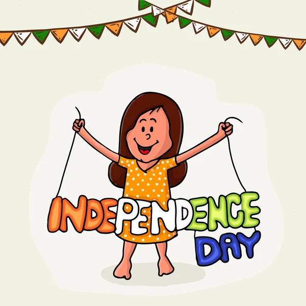 Ragazza carina per il giorno dell'indipendenza indiana . — Vettoriale Stock